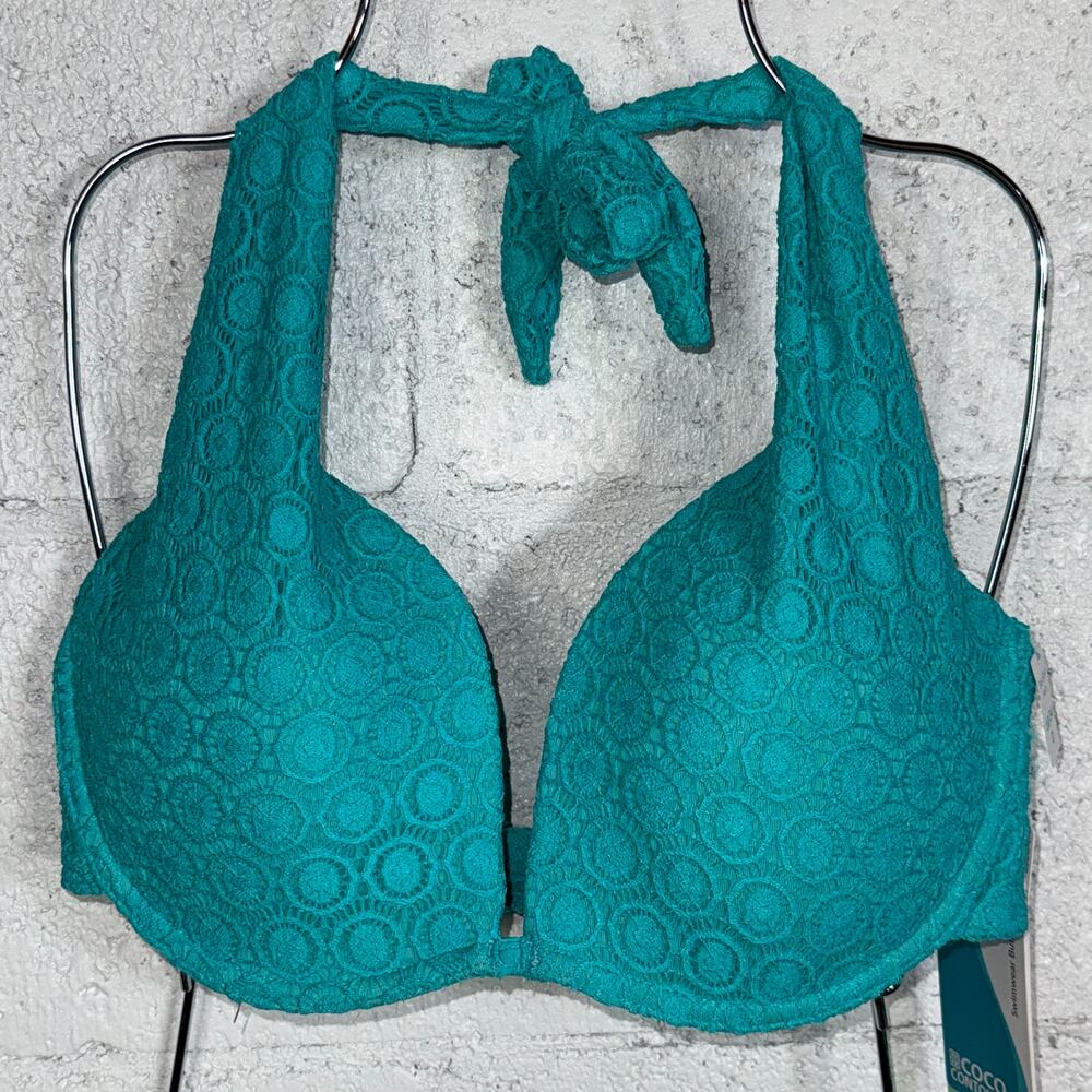 Coco Reef Womens Cameo Halter Bikini To Aqua Marine 14/38D, $80